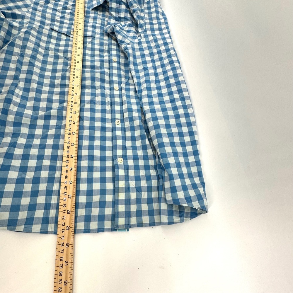 Banana Republic Mens XL Blue White Gingham Short SL Button Down Stretch‎ Shirts - Picture 11 of 16